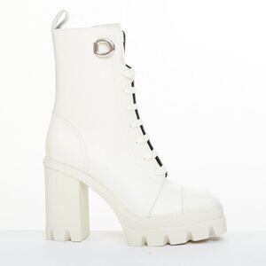 Giuseppe Zanotti Cubalibre White Leather Block Heel Boots